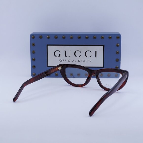 Gucci GG1521O 003 Cat Eye Eyeglasses 51mm - Dark Havana - Picture 9 of 10